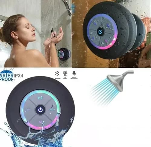 AquaMusic™ Parlante Bluetooth Impermeable con Ventosa y Luces LED
