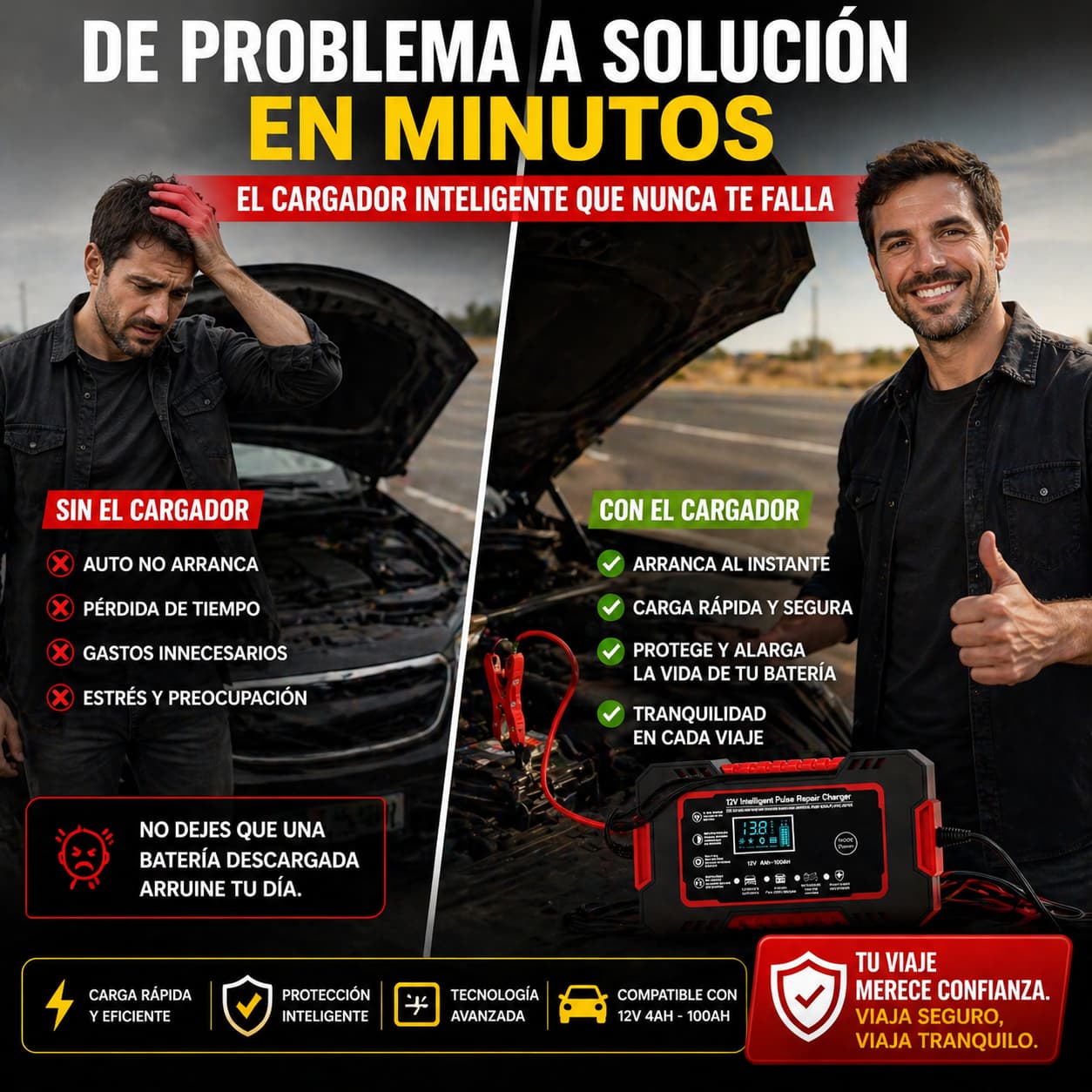 TurboPower® Cargador y Reparador Inteligente de Batería - 70% OFF SOLO HOY! 🔥