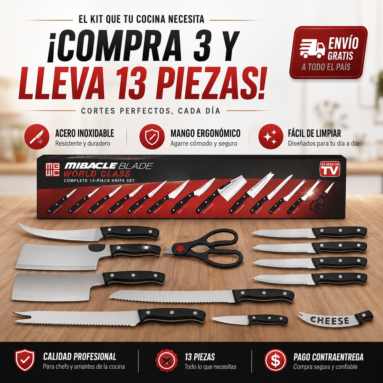 Kit de Cuchillos Premium Knife® – ¡COMPRA 3 Y LLEVA 13 SOLO HOY! ✨🔪