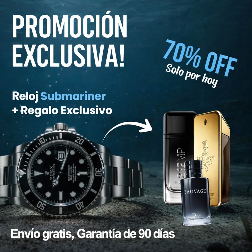 Reloj Submariner Exclusivo + Perfume Gratis 🔥 - Oferta Imperdible SOLO POR HOY!